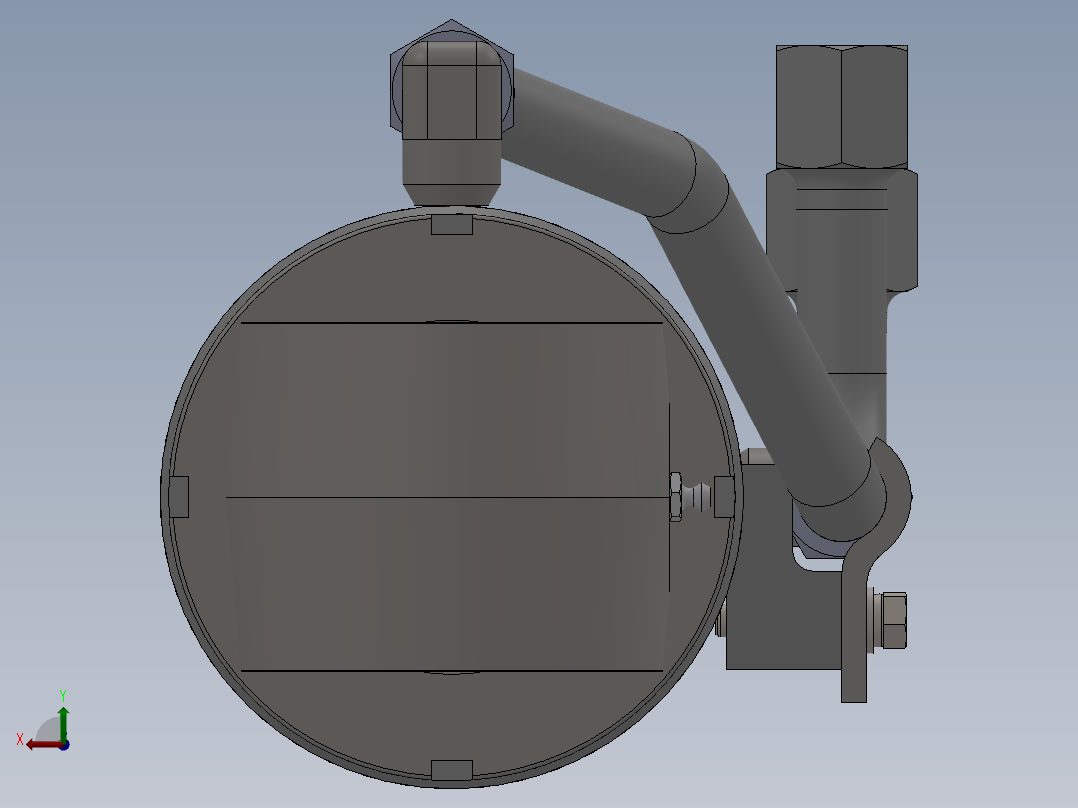 一种有缓冲装置的液压油缸三维模型后视图