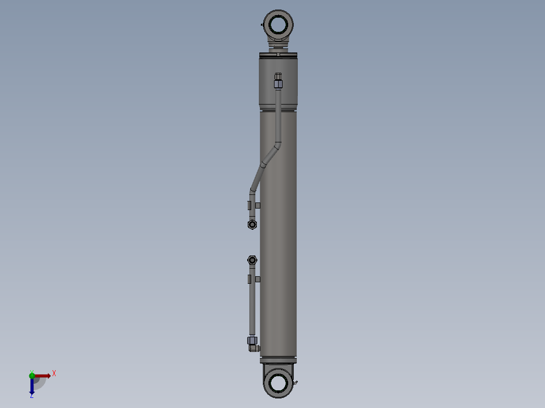 一种有缓冲装置的液压油缸三维模型俯视图
