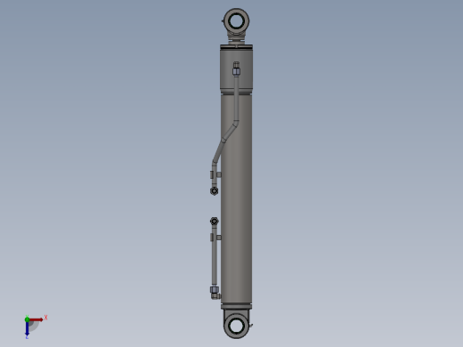 一种有缓冲装置的液压油缸三维模型俯视缩略图