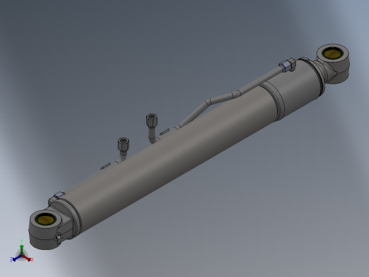 一种有缓冲装置的液压油缸三维模型正等轴测缩略图