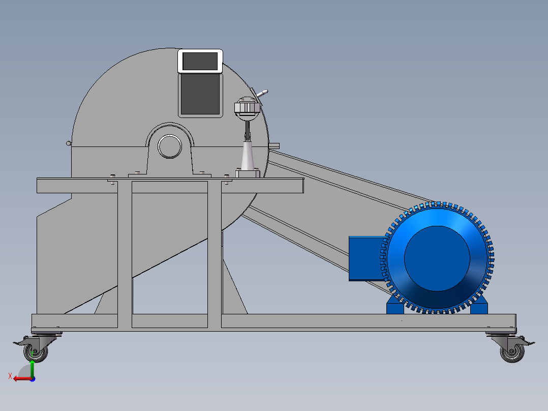 树枝粉碎机建模后视图