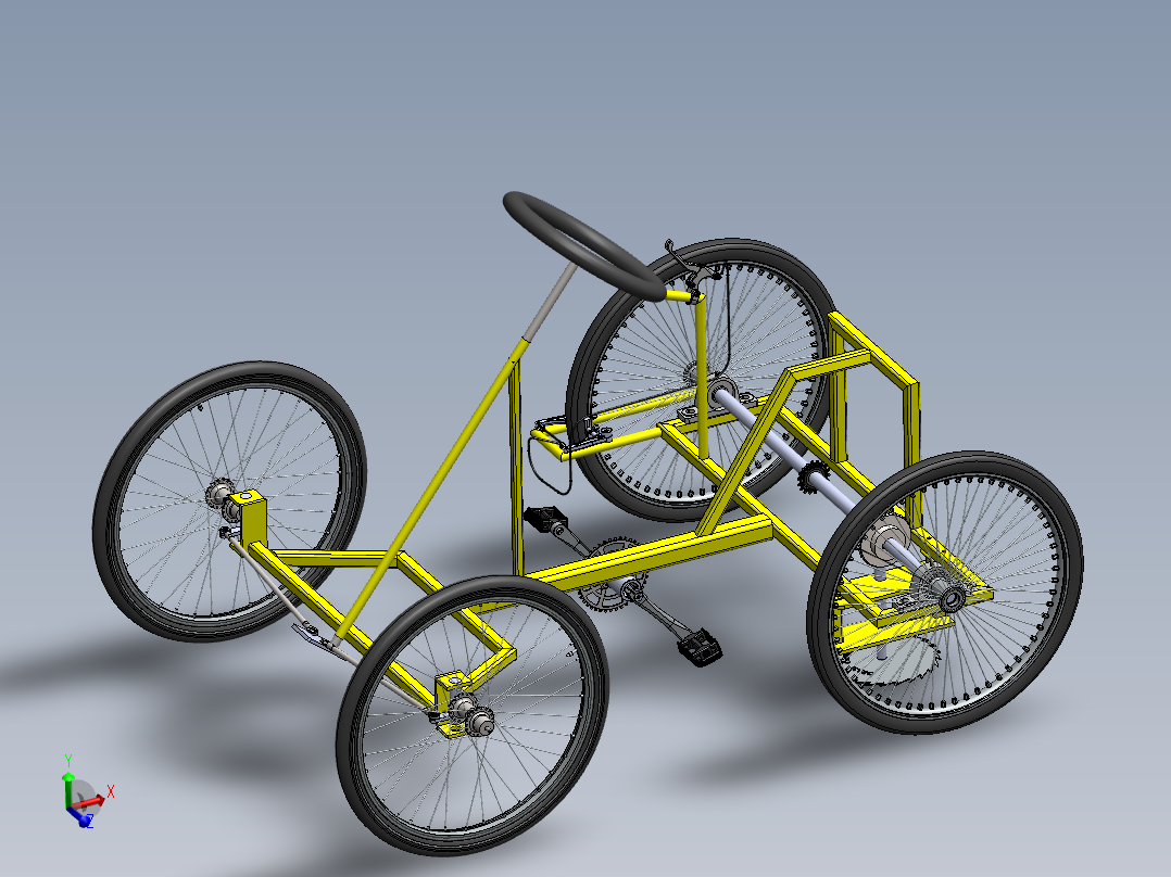 脚踏式四轮车割草机