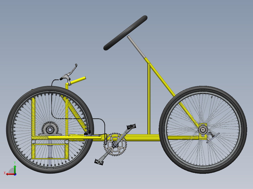 脚踏式四轮车割草机后视图