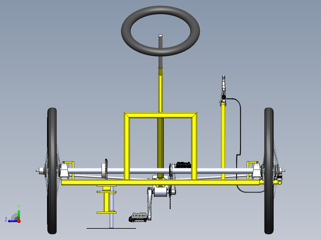 脚踏式四轮车割草机右视图