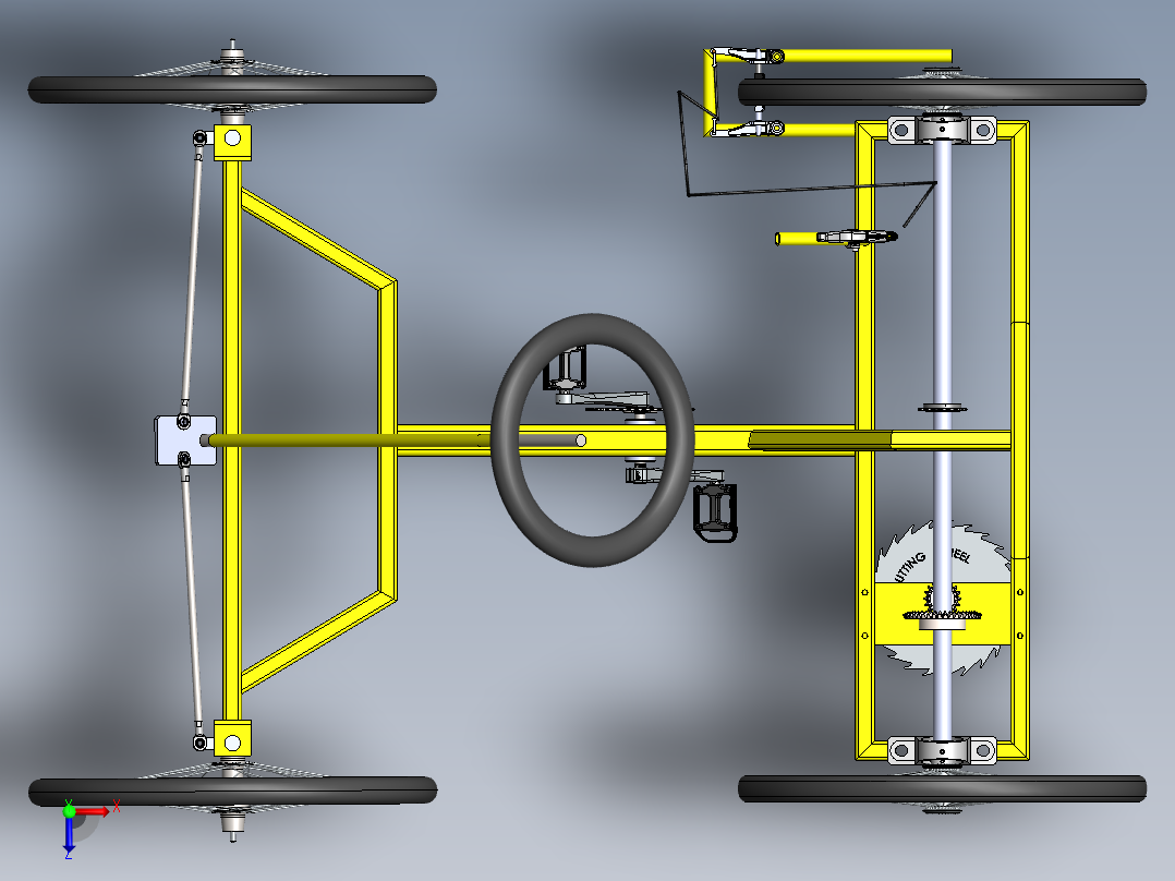 脚踏式四轮车割草机俯视图