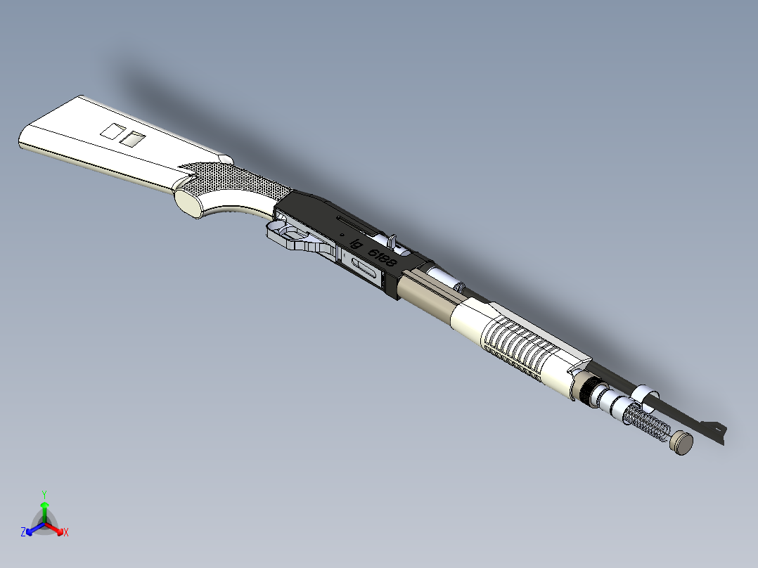 手枪左轮冲锋枪老式狙击步枪设计3D图纸color-pump-action-shotgun X_T主视图