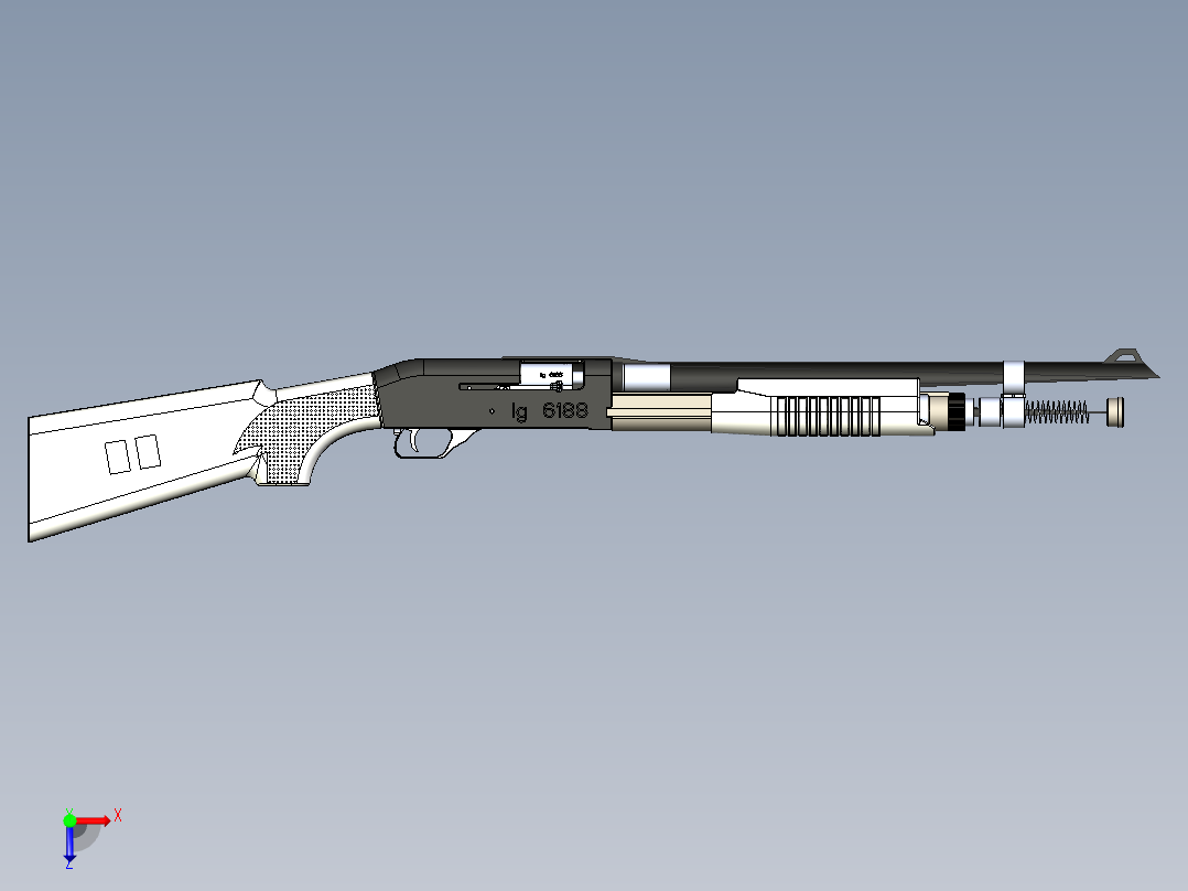 手枪左轮冲锋枪老式狙击步枪设计3D图纸color-pump-action-shotgun X_T俯视图