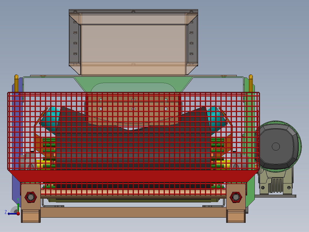 化肥颗粒传送带3D图纸 Solidworks设计右视图