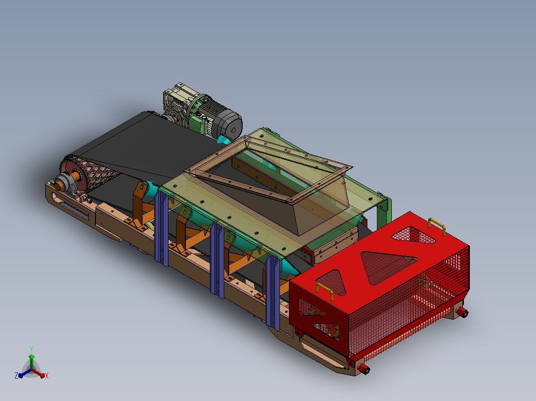 化肥颗粒传送带3D图纸 Solidworks设计正等轴测图