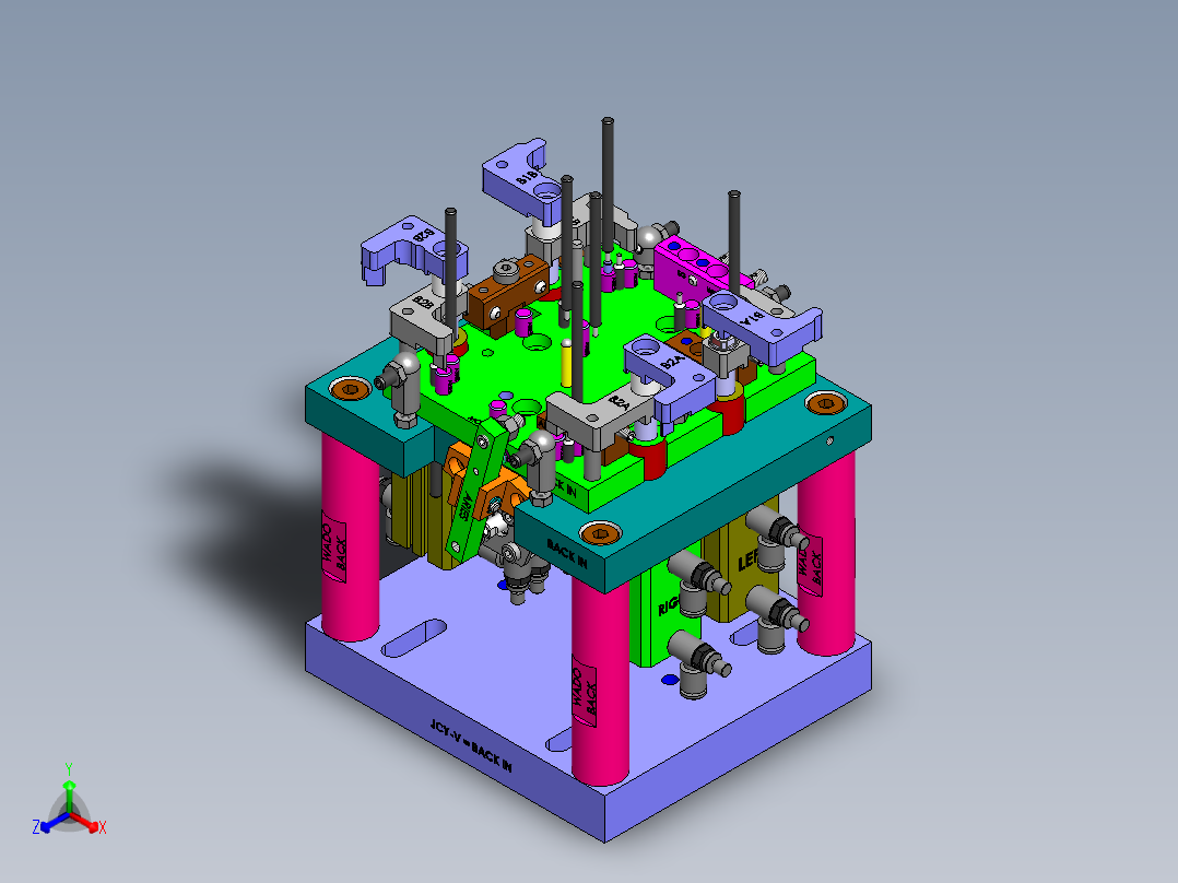 国外机械加工夹具正等轴测图