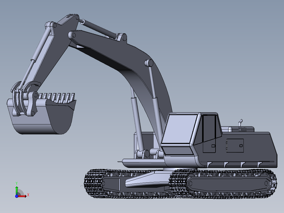 仿形设计之挖掘机(sw14+说明书+cad)前视图