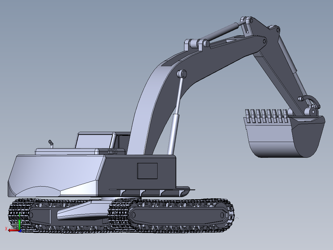 仿形设计之挖掘机(sw14+说明书+cad)后视图