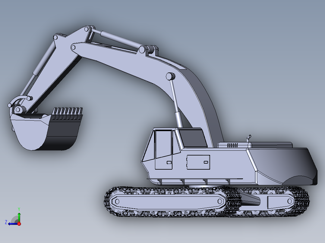 仿形设计之挖掘机(sw14+说明书+cad)右视图