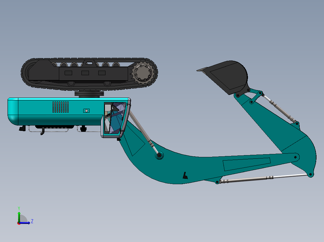 挖掘机3D模型左视图