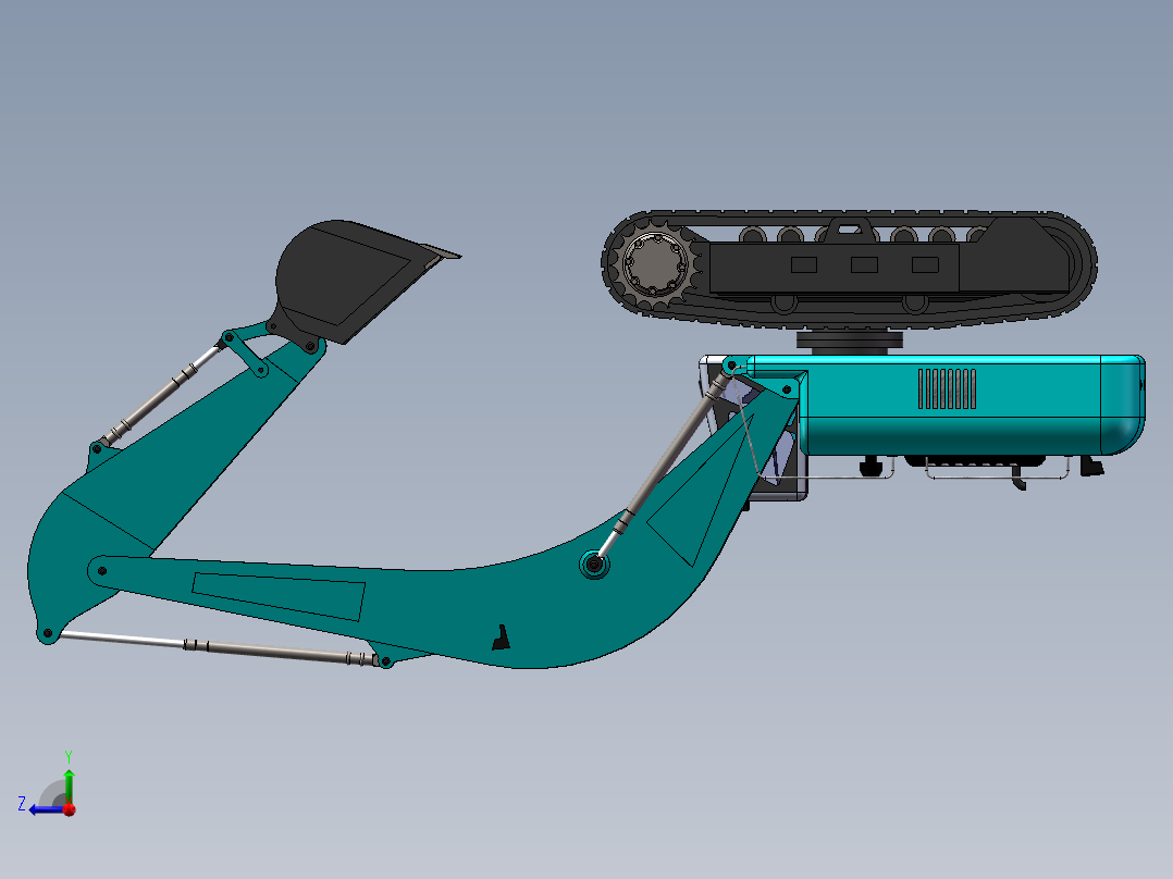 挖掘机3D模型右视图