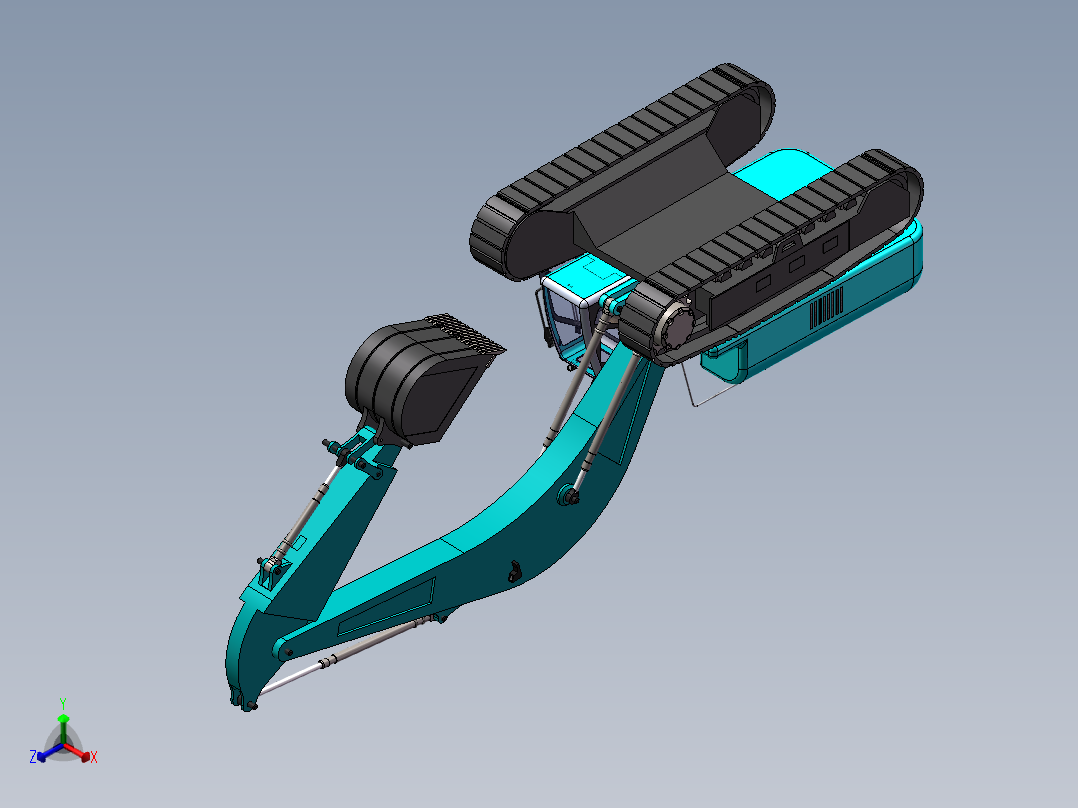 挖掘机3D模型正等轴测图
