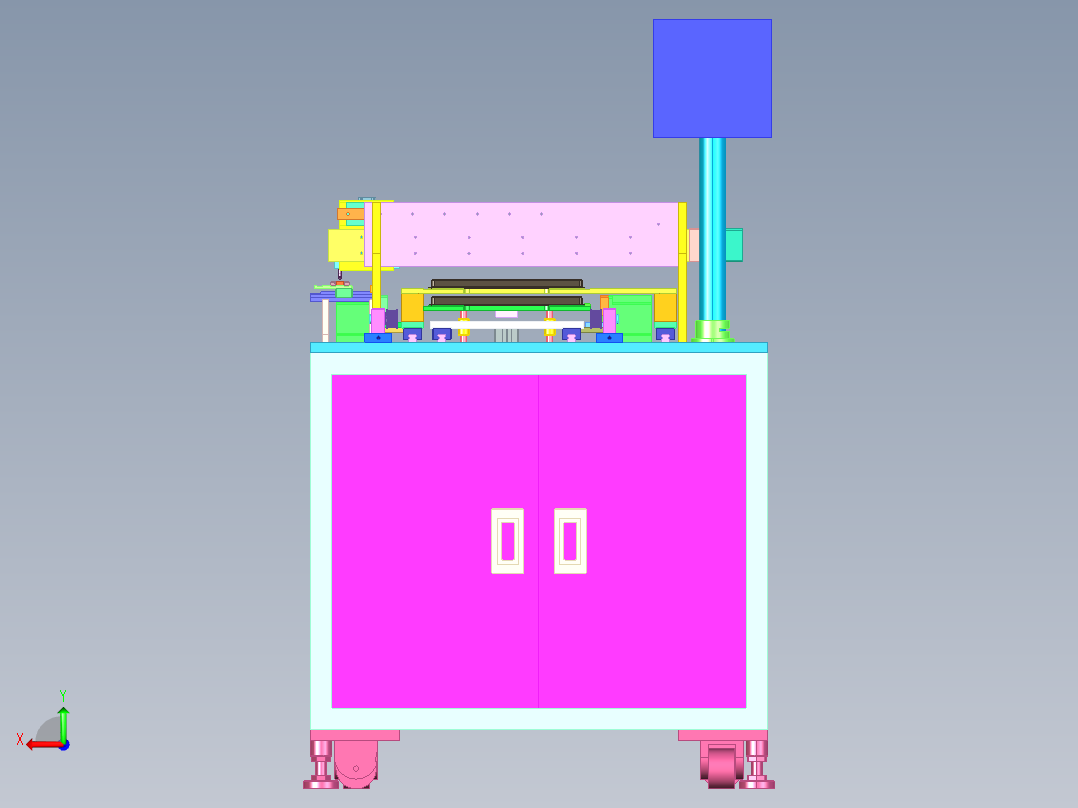 吸塑盘摆料3d图纸 非标设计素材 吸塑盘摆盘上料机3d方案模型后视图