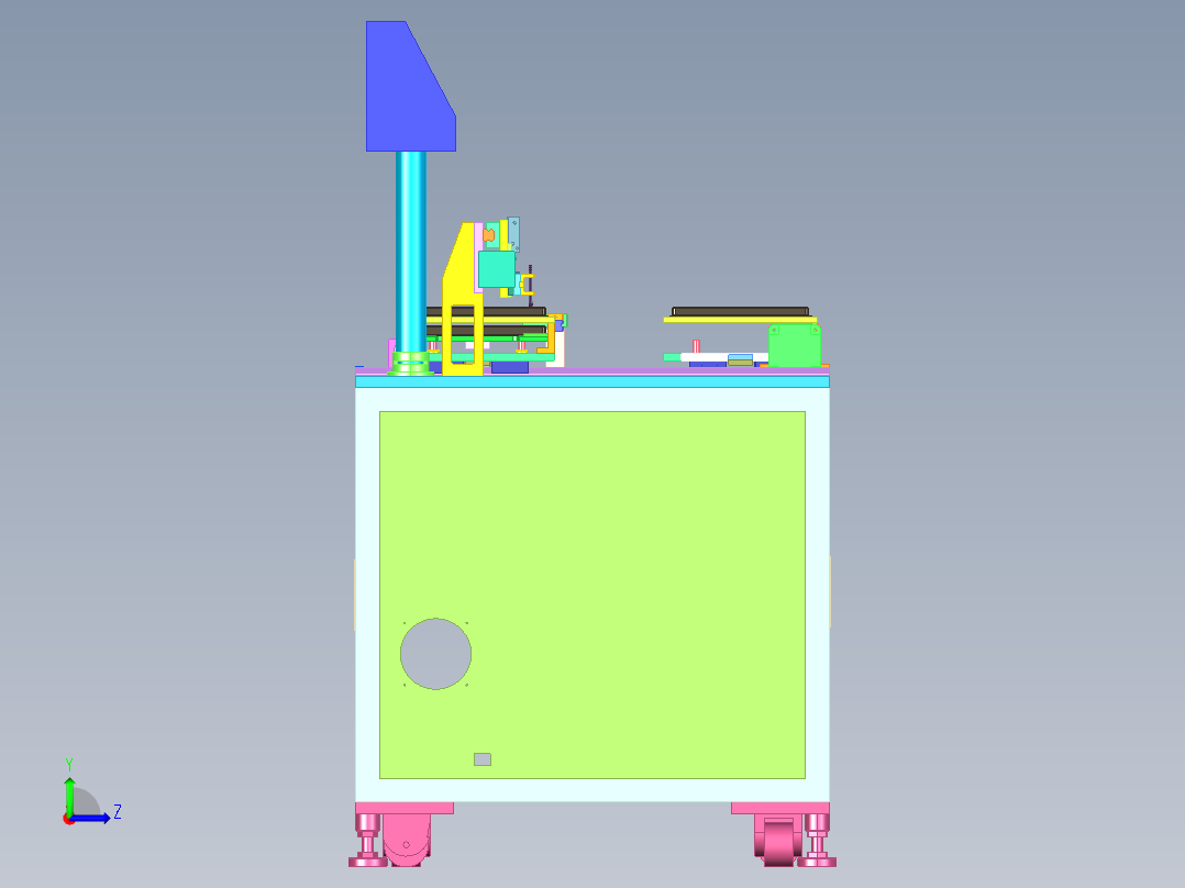 吸塑盘摆料3d图纸 非标设计素材 吸塑盘摆盘上料机3d方案模型左视图