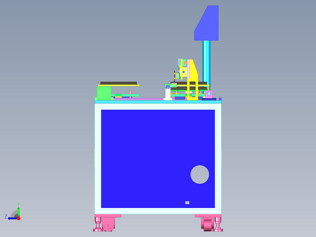 吸塑盘摆料3d图纸 非标设计素材 吸塑盘摆盘上料机3d方案模型右视图