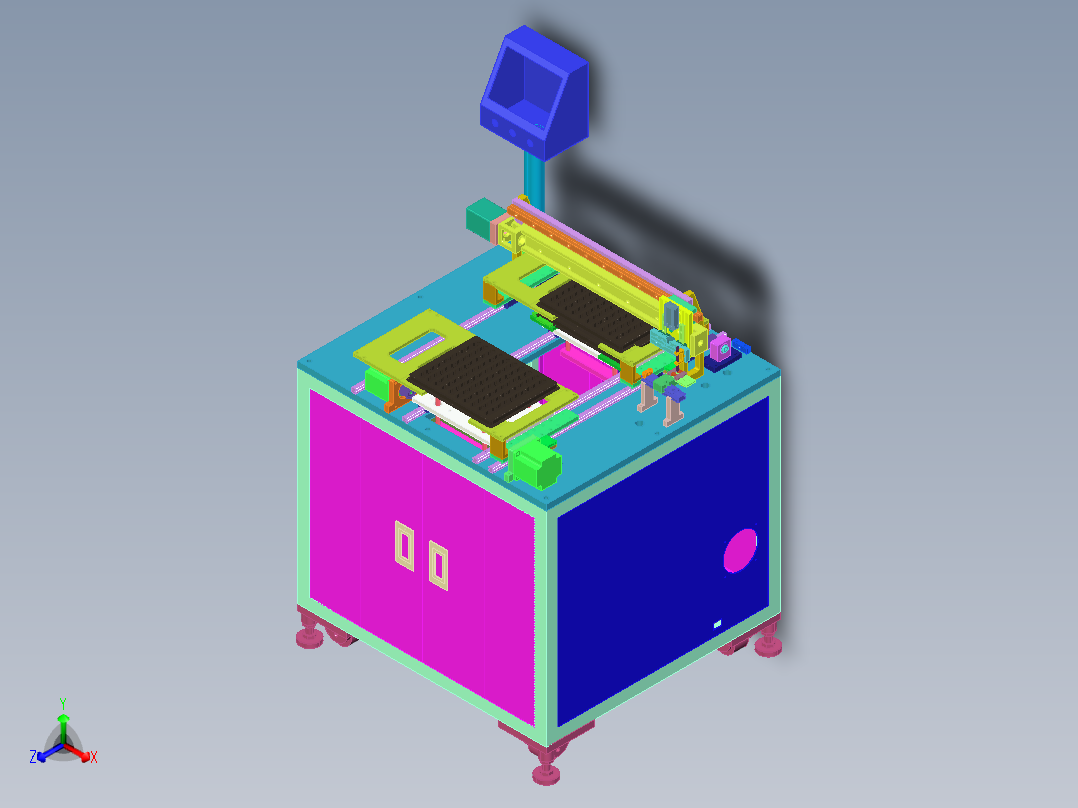 吸塑盘摆料3d图纸 非标设计素材 吸塑盘摆盘上料机3d方案模型正等轴测图