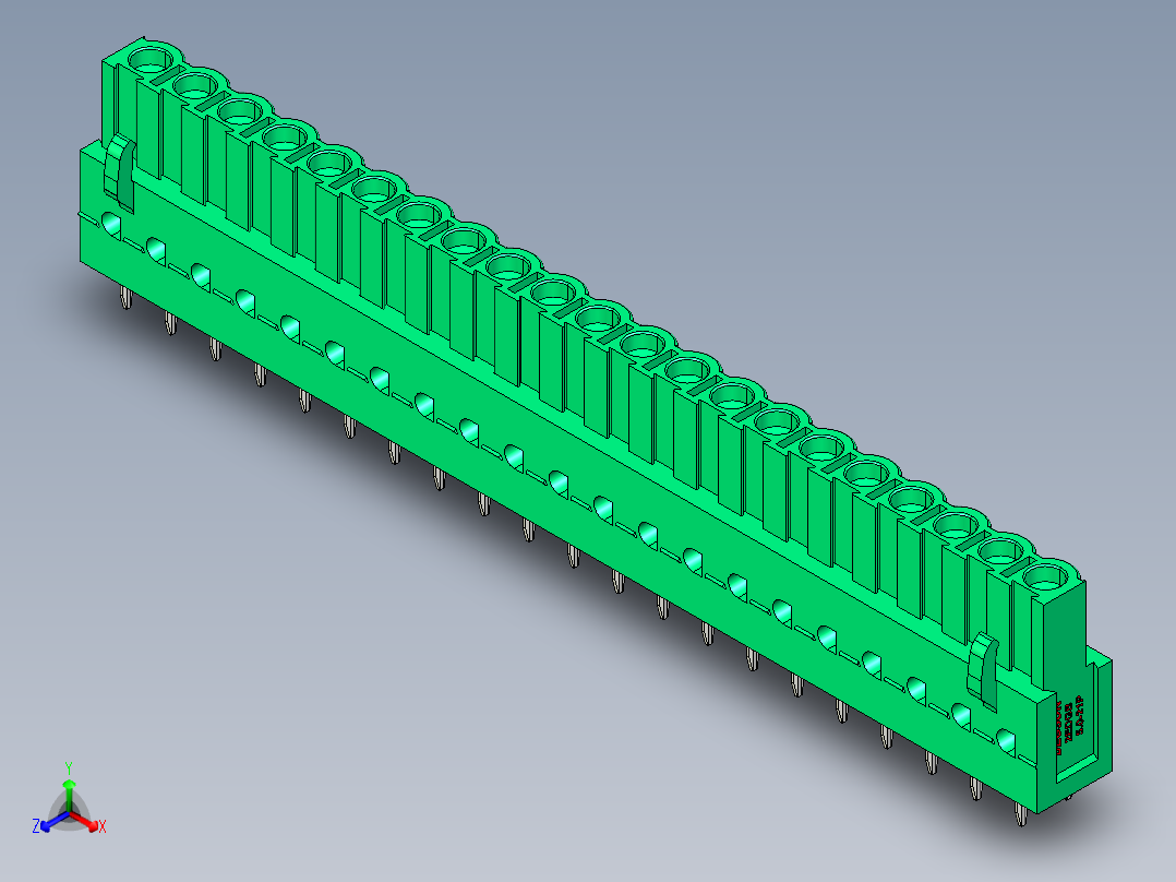 DEGSON 2EDG 系列 5.0mm 可插拔接线端子组-2EDGB-5.0-21P-14-00AH正等轴测图