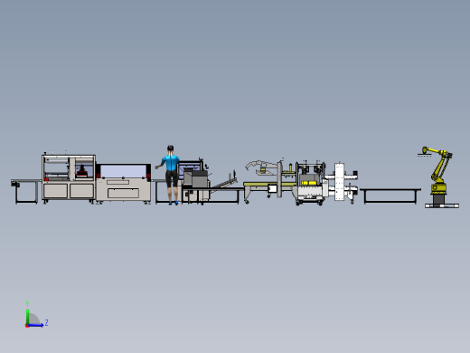 开箱边封收缩人工装箱折盖角边角边码垛左视缩略图