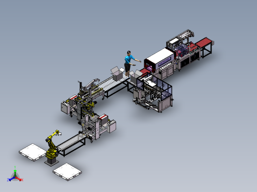 开箱边封收缩人工装箱折盖角边角边码垛正等轴测缩略图