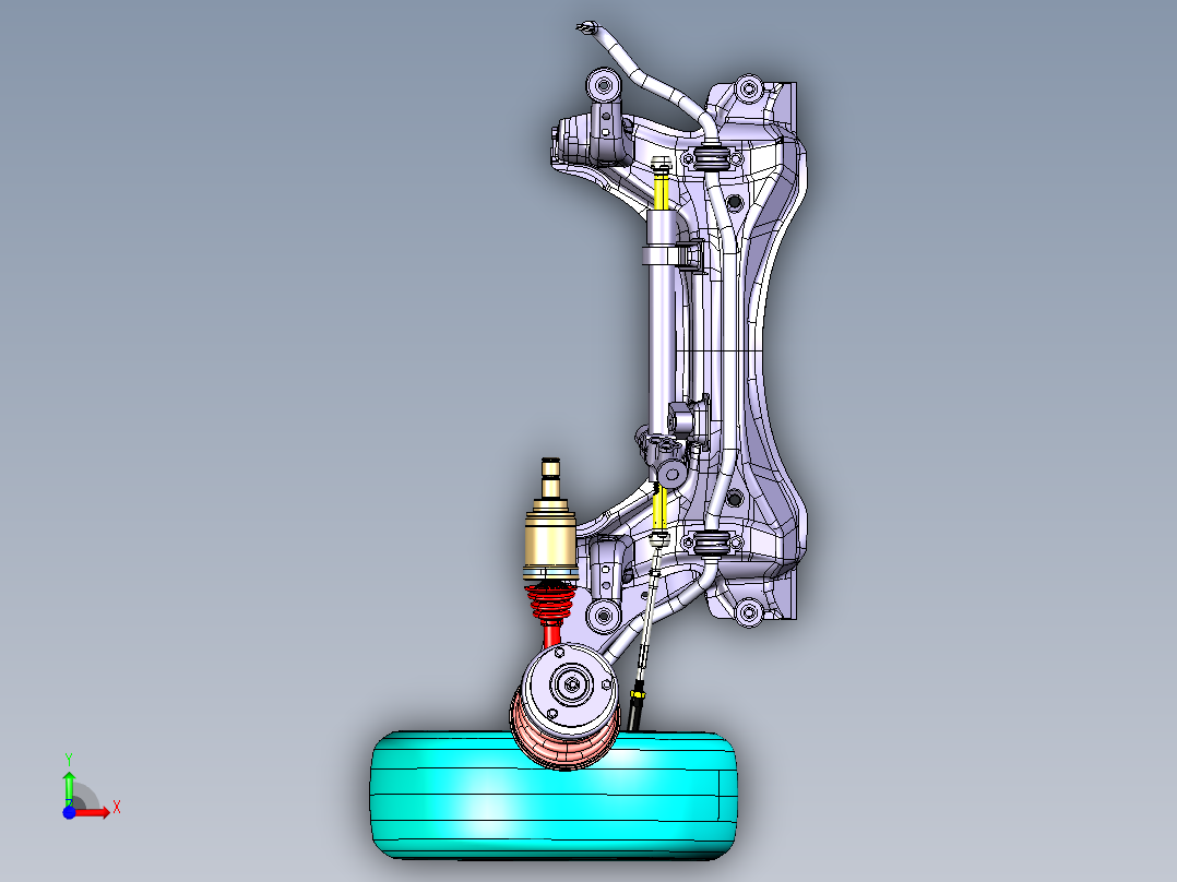 麦弗逊悬架3D设计图CATIA三维前视图
