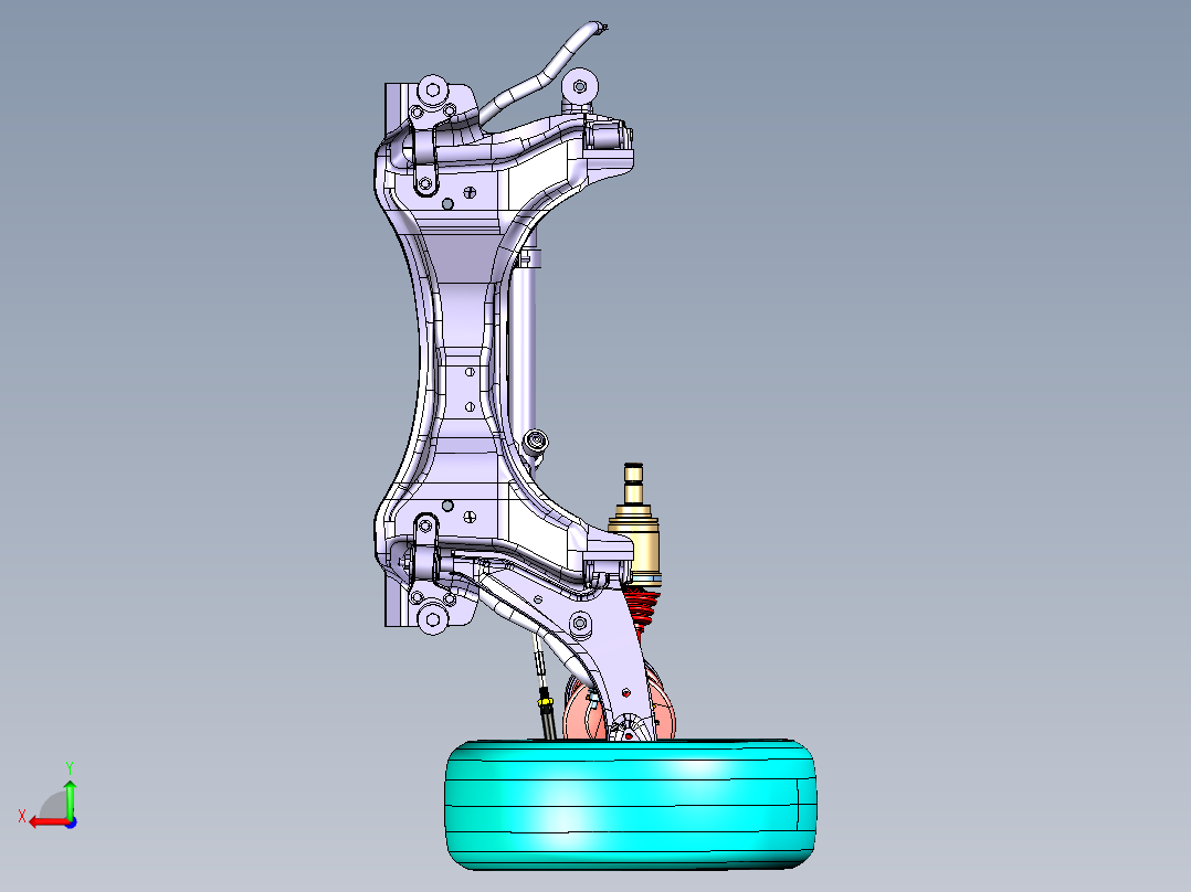 麦弗逊悬架3D设计图CATIA三维后视图