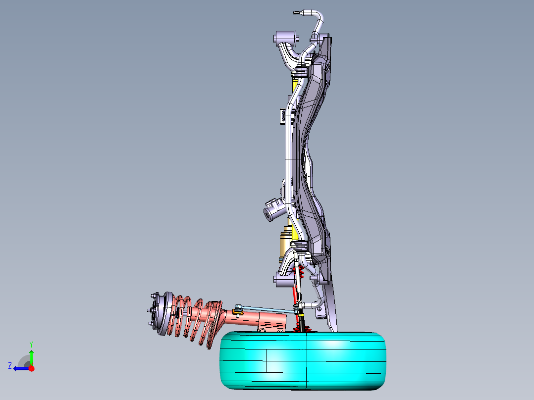 麦弗逊悬架3D设计图CATIA三维右视图