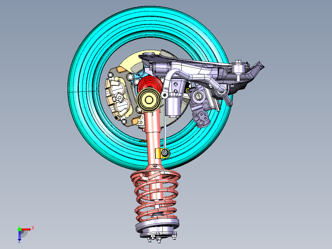 麦弗逊悬架3D设计图CATIA三维俯视图