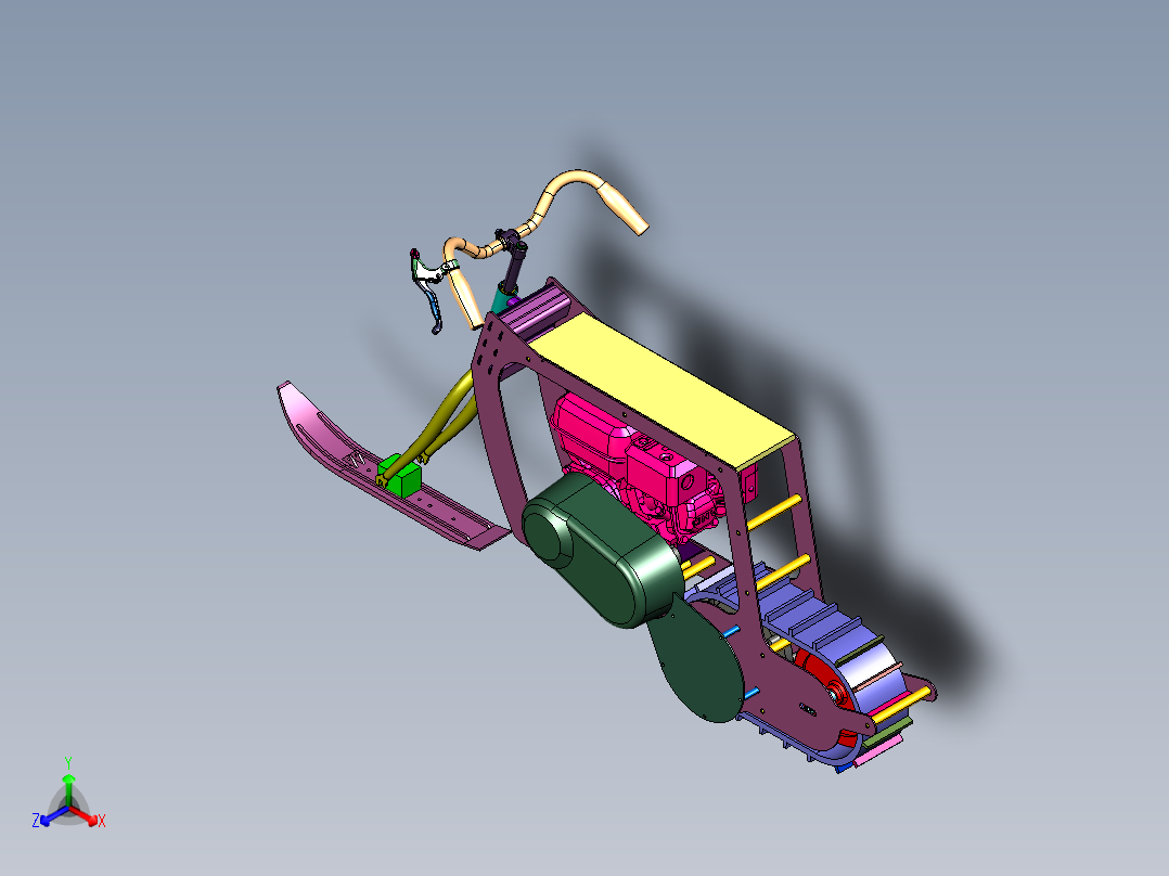 履带滑雪场雪地摩托正等轴测图