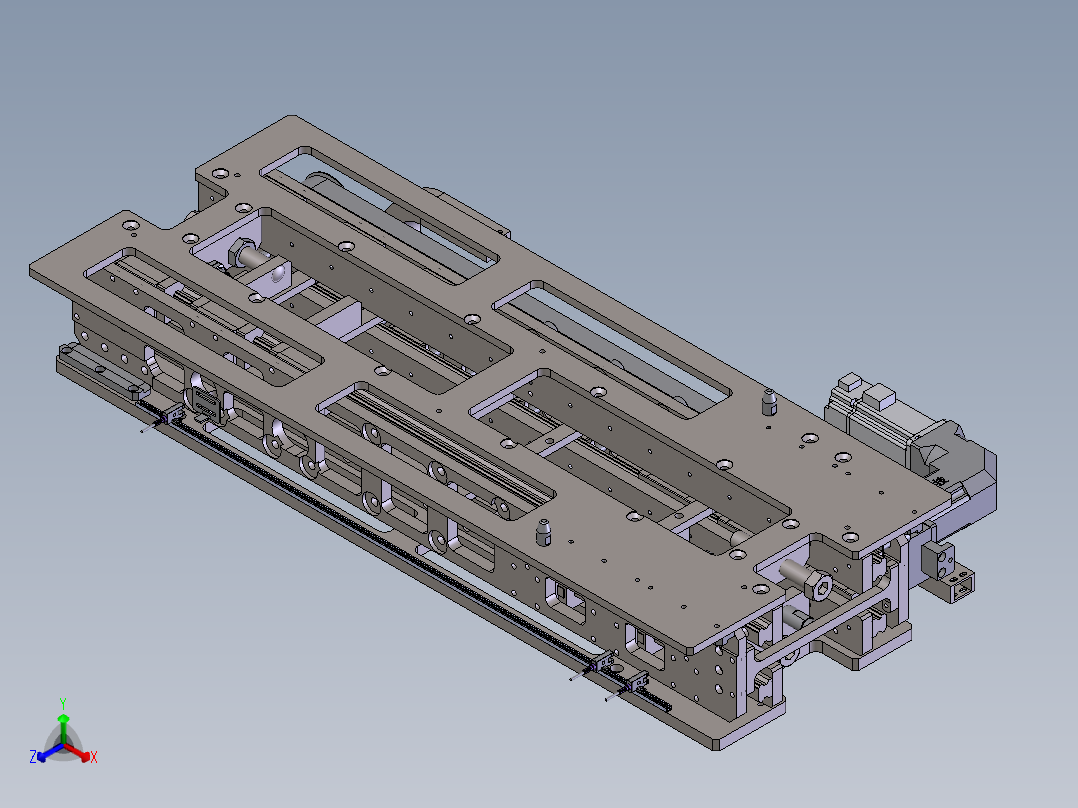 单向三级伸缩货叉正等轴测图
