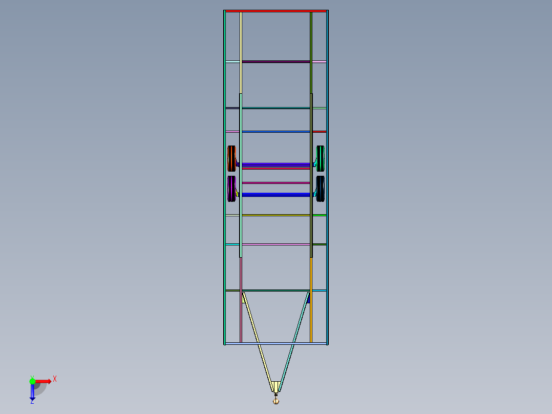 公路版拖挂房车底盘俯视图