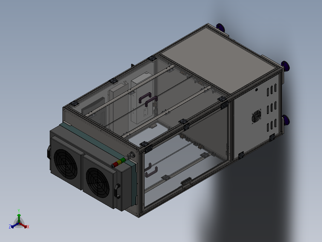 单机机架-外观型材内部方通版sw22可编辑正等轴测图