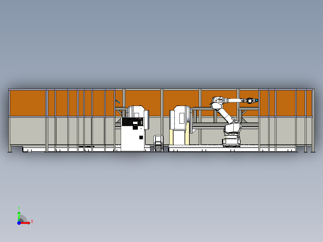 型材框架的焊接工作站模拟前视图