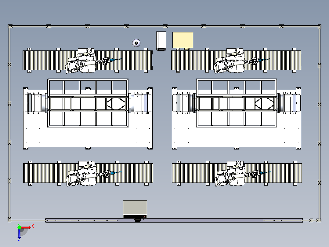 型材框架的焊接工作站模拟俯视图