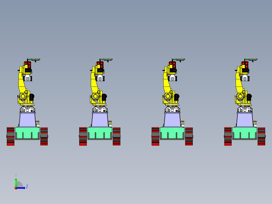 背负取料机械手的复合AGV机构左视图