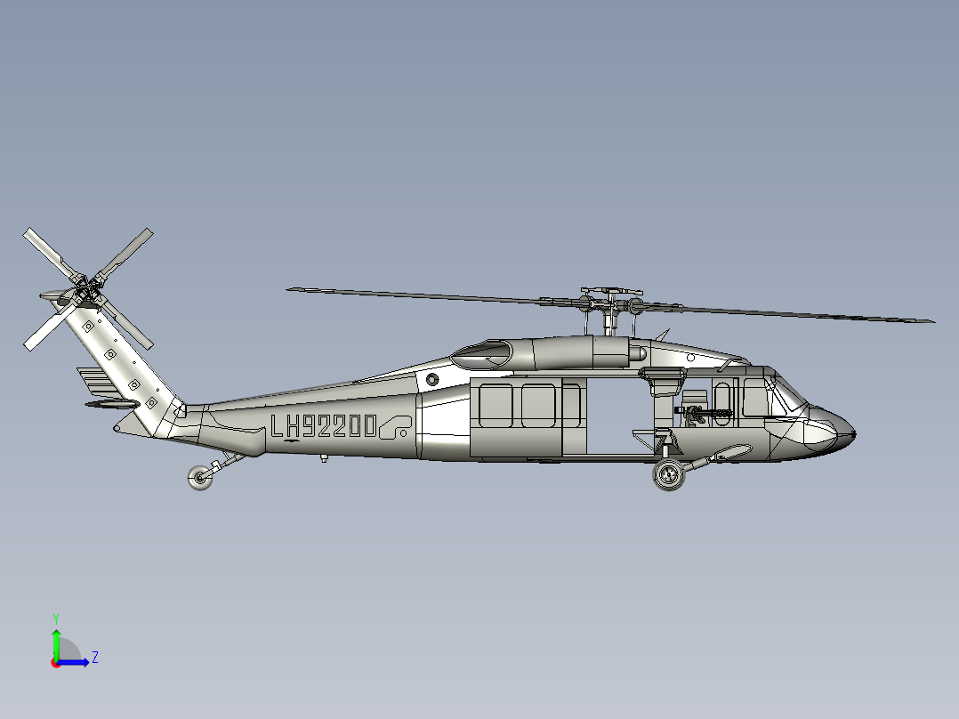 黑鹰直升机左视图