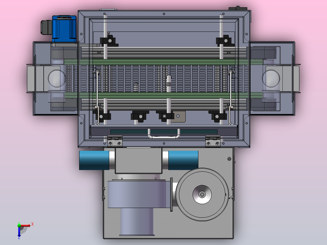 套环超声后段涂油机俯视图