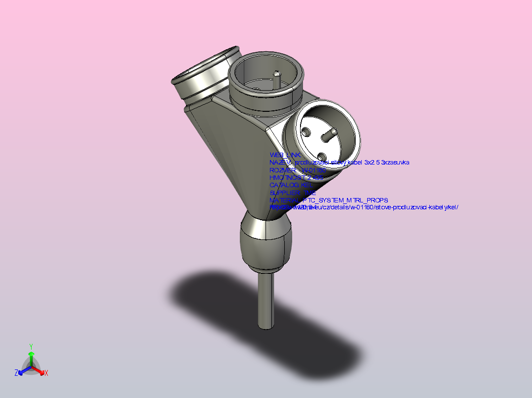 延伸引线；3 x 2.5 mm2；插座3个；PUR蓝色；5m；16A主视图