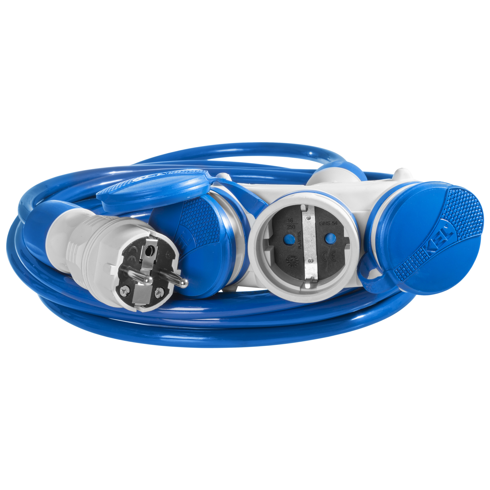 延伸引线；3 x 2.5 mm2；插座3个；PUR蓝色；5m；16A