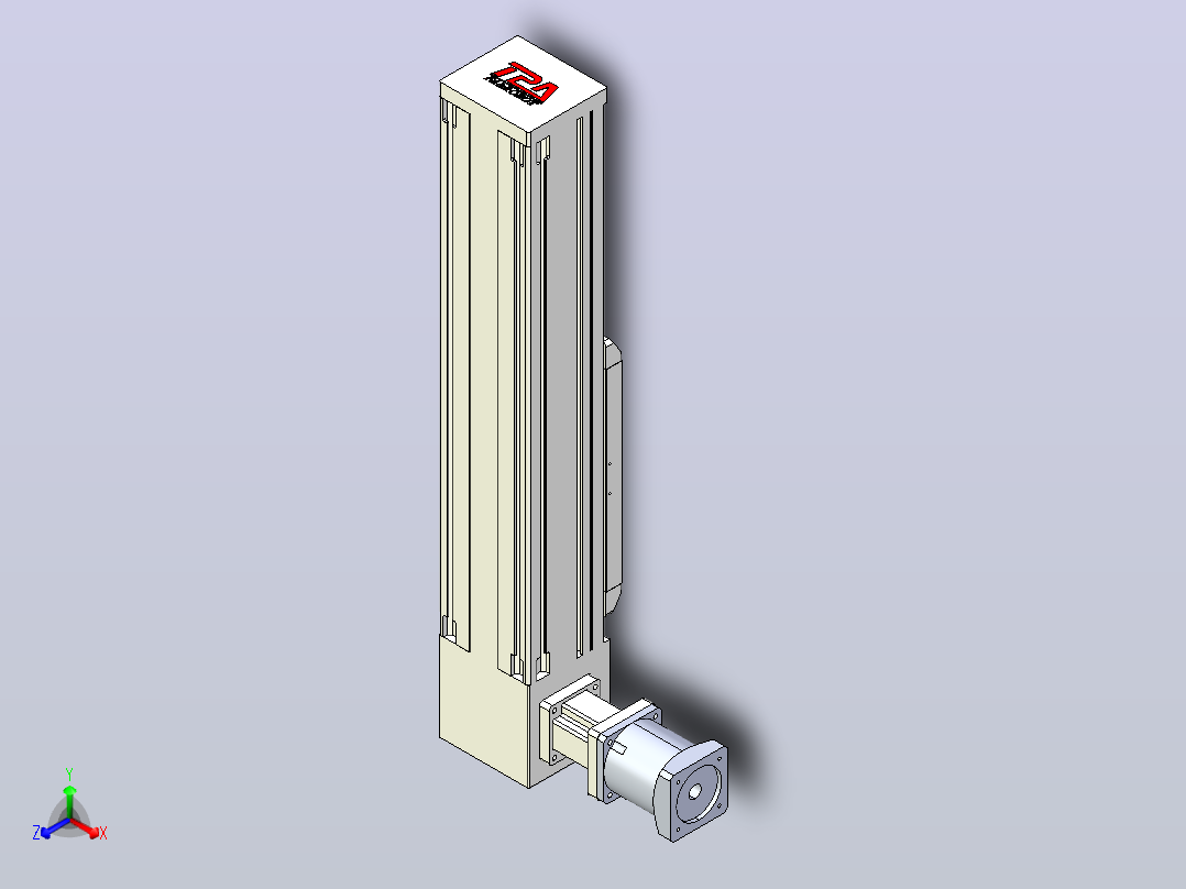 伺服电机集成皮带传动直线执行器TPA-OCB-140-256-L150-DL-J90-N3正等轴测图
