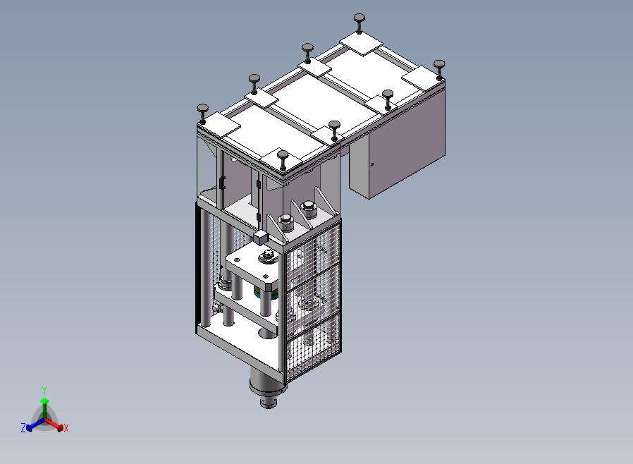 A08-冲凸台液压机 1双杠卧式侧面加工机正等轴测图