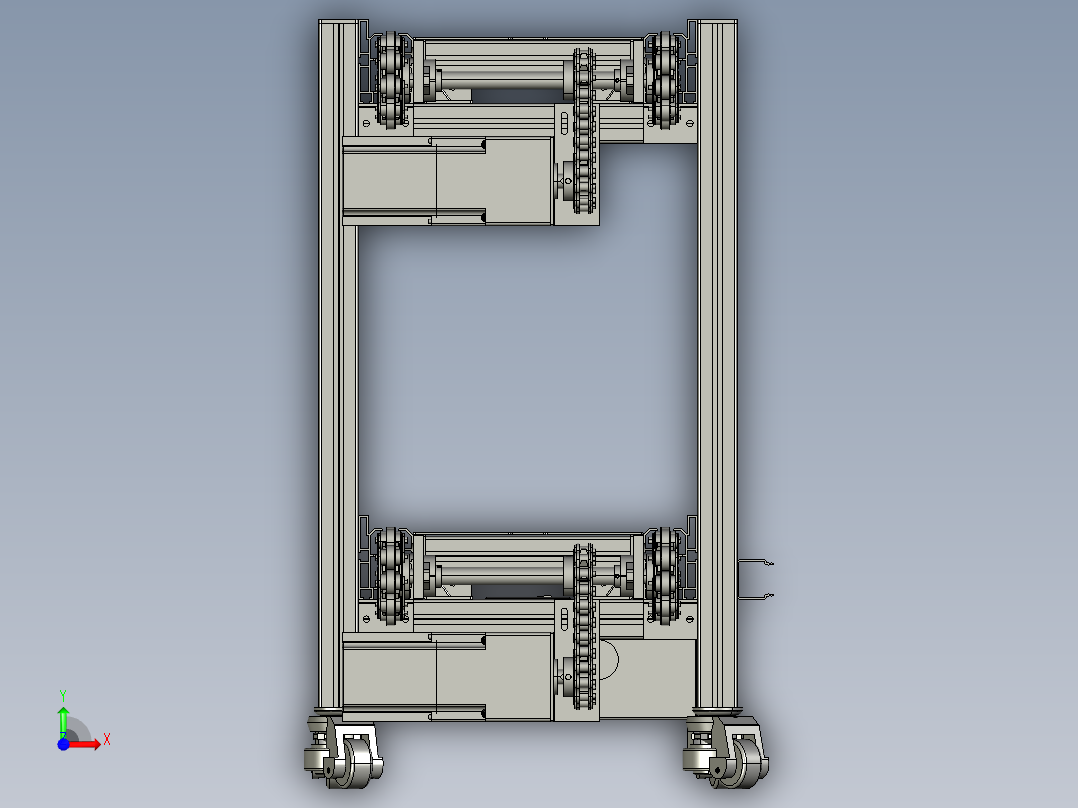 2.5倍速链1米长线体模型，自动化传输前视图