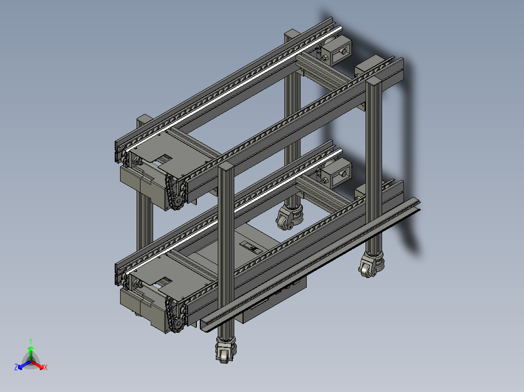 2.5倍速链1米长线体模型，自动化传输正等轴测图