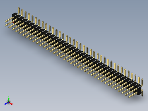彩色公排针 100mil 2.54mm 系列-DS1022_black_74p_100mil_TypeSMT_rev1.0正等轴测缩略图
