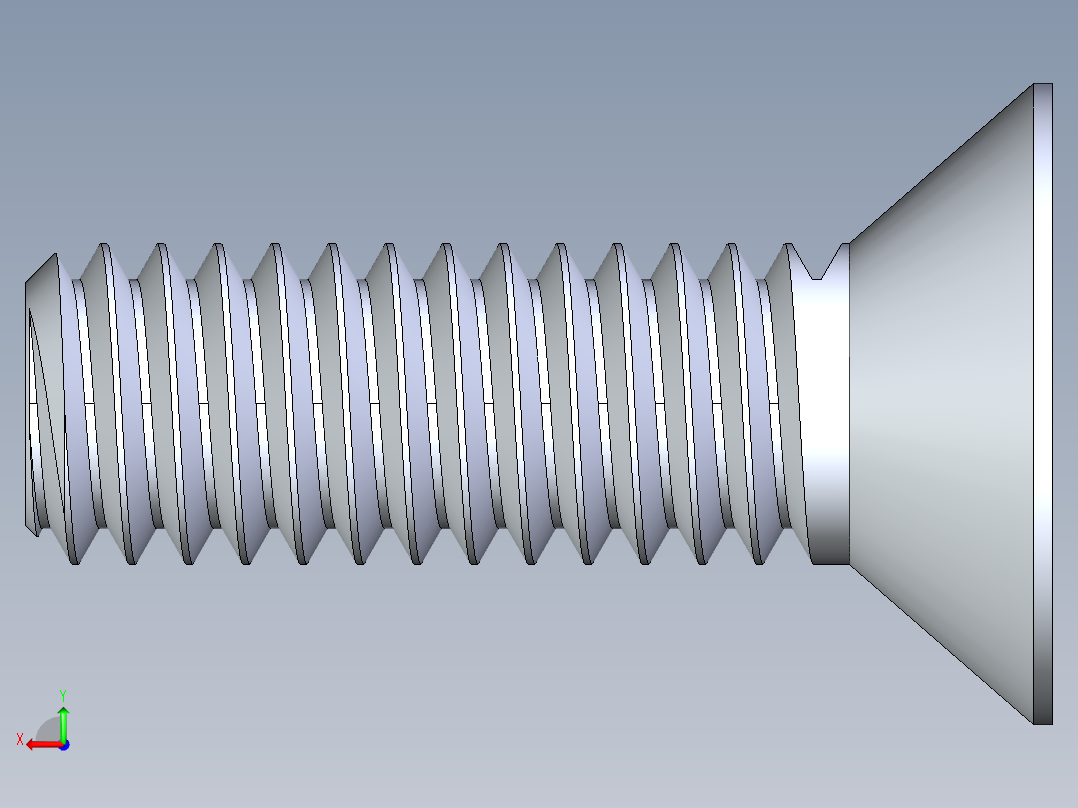 锥形内六角头螺钉-FHCS 0.3125x 1.000后视图