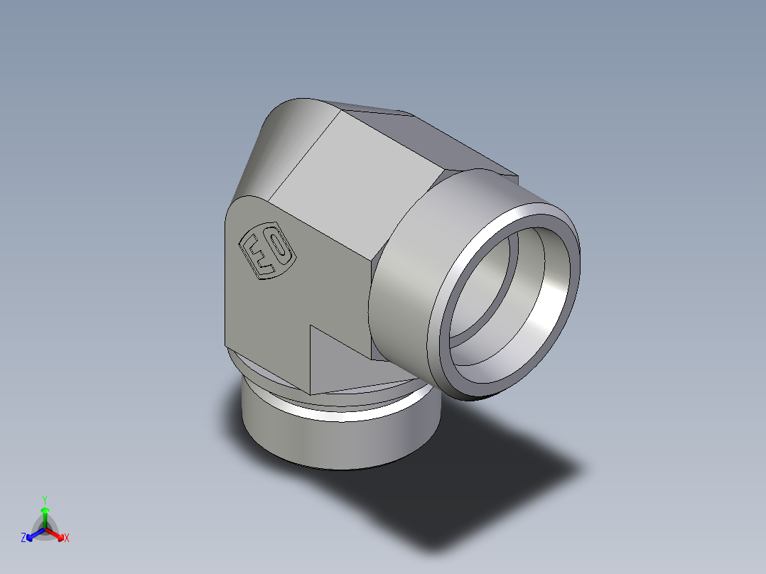 卡套式工业通用硬管接头EO_Male_stud_elbow_WE38SRCFX正等轴测图