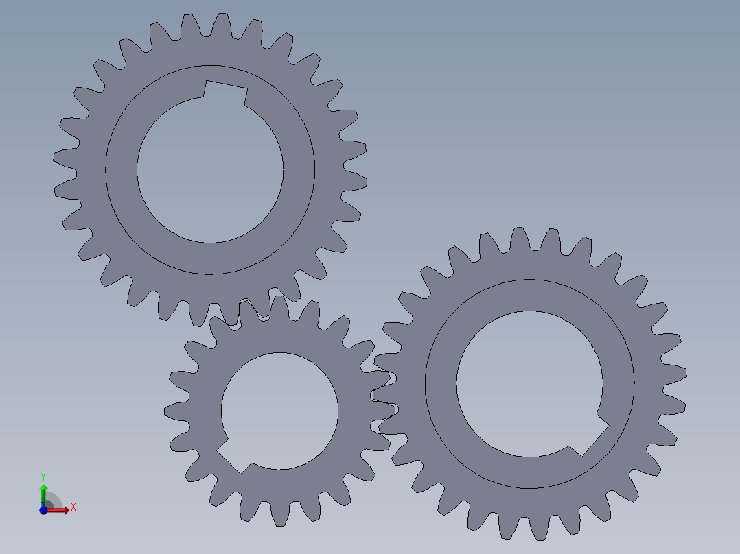 齿轮配合 3D模型前视图